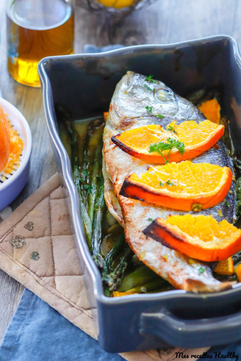 recette-dorade au four-agrule-citron-poisson-rapide-healthy-facile-dorade au four à l'orange