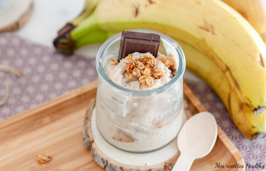 recette-glace maison-sorbet-banane-lait de noisette-chocolat-pepite de chocolat-healthy-sans sucre-glace à la banane