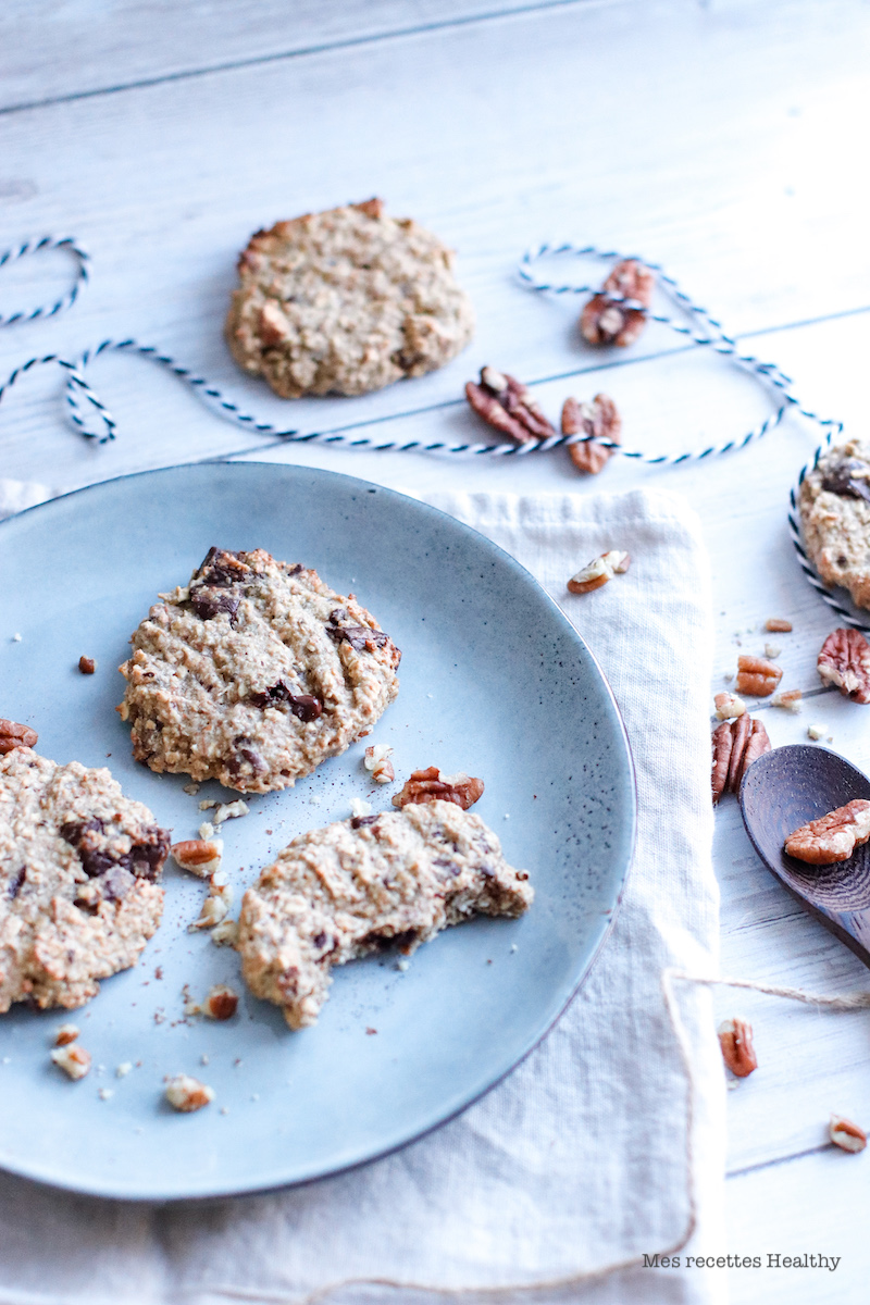 recette healthy-biscuit noix de pecan-cookie sans beurre-céréale-avoine-sarrasin-compote