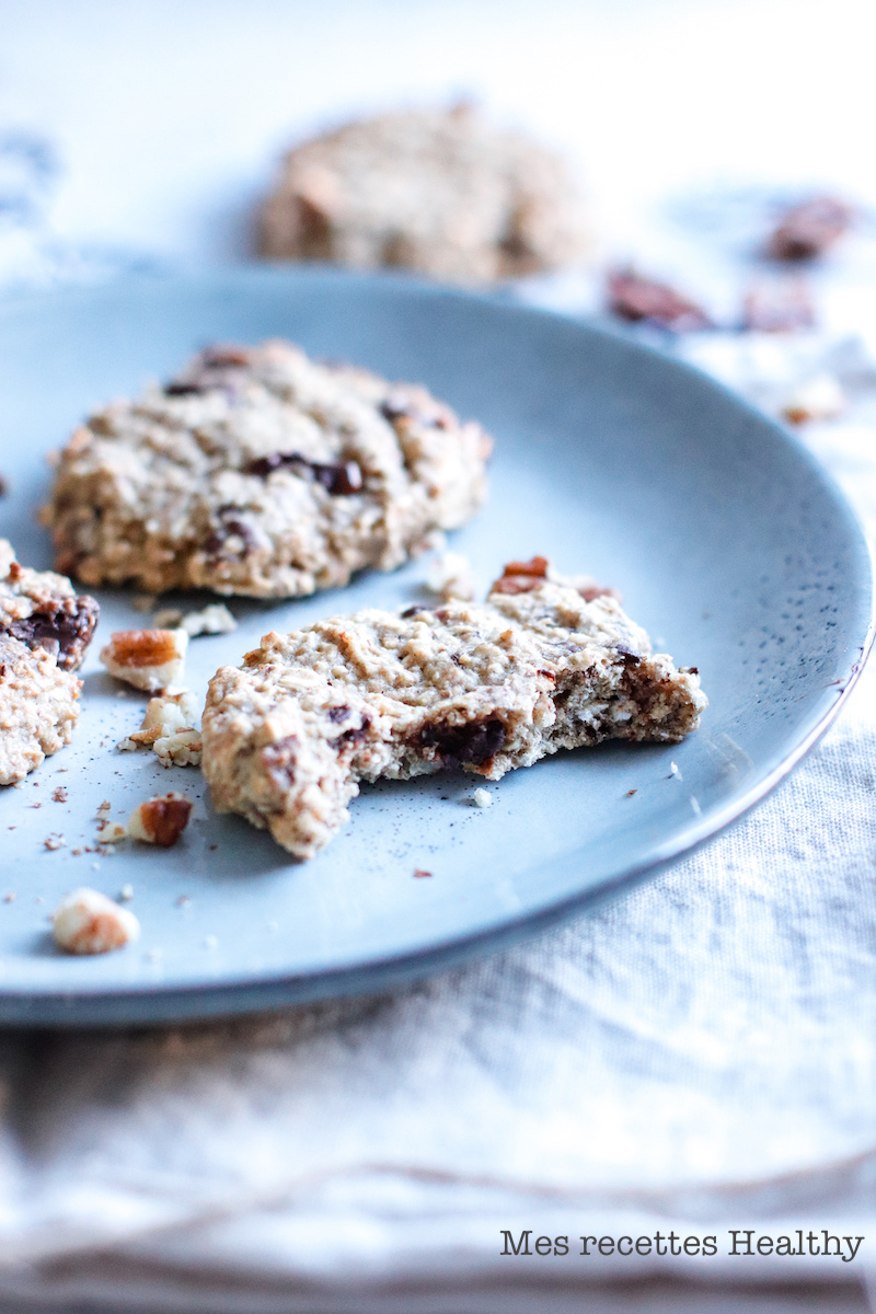 recette healthy-biscuit noix de pecan-cookie sans beurre-céréale-avoine-sarrasin-compote