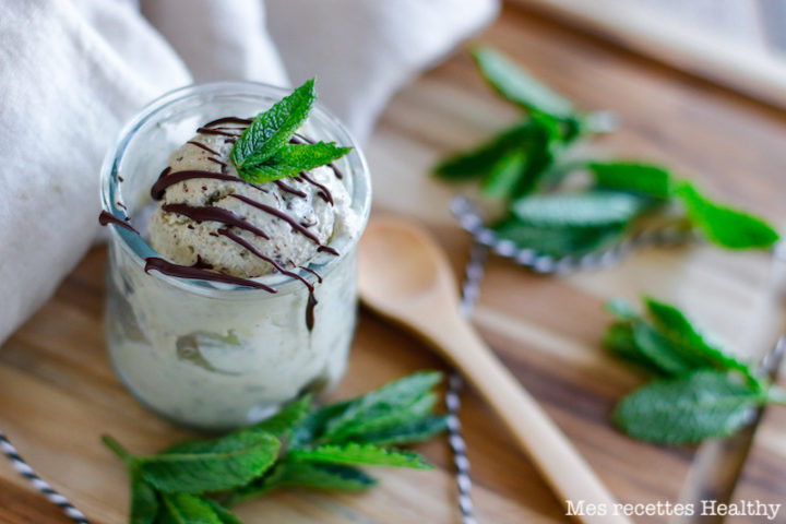 recette healthy-glace maison-crème glace-menthe fraiche-chocolat