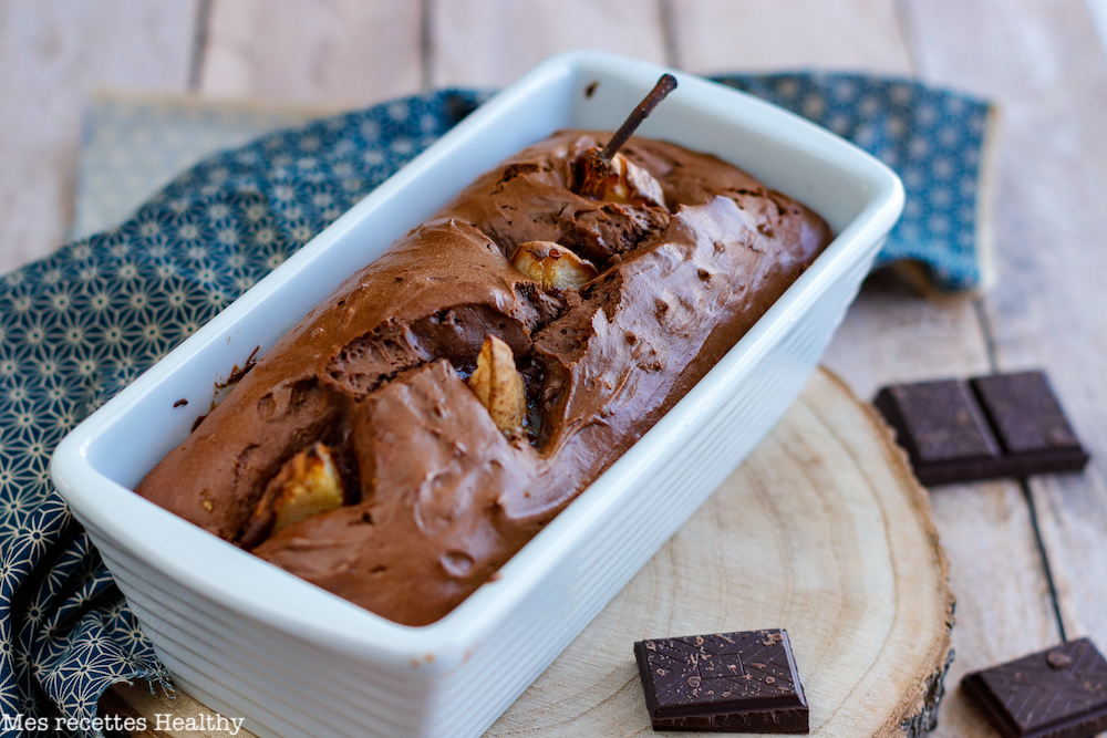 recette healthy-cake au chocolat-beurre de cacahuète-sans beurre-poire-fruit