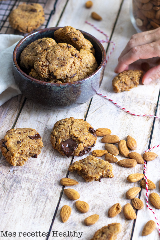 recette healthy-biscuit sans beurre-sans lactose-puree amande-bio-chocolat-cookie
