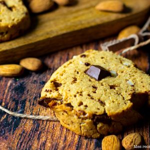 recette healthy-cookie moelleux-beurre de cacahuète-chocolat-amande-sans beurre-sable-biscuit