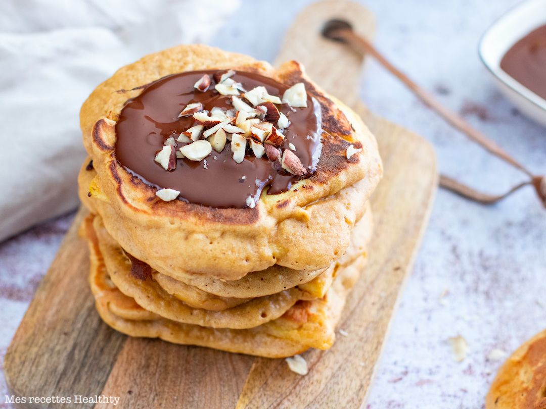 recette healthy-pancake moelleux-pomme-noisette-cannelle petit déjeuner