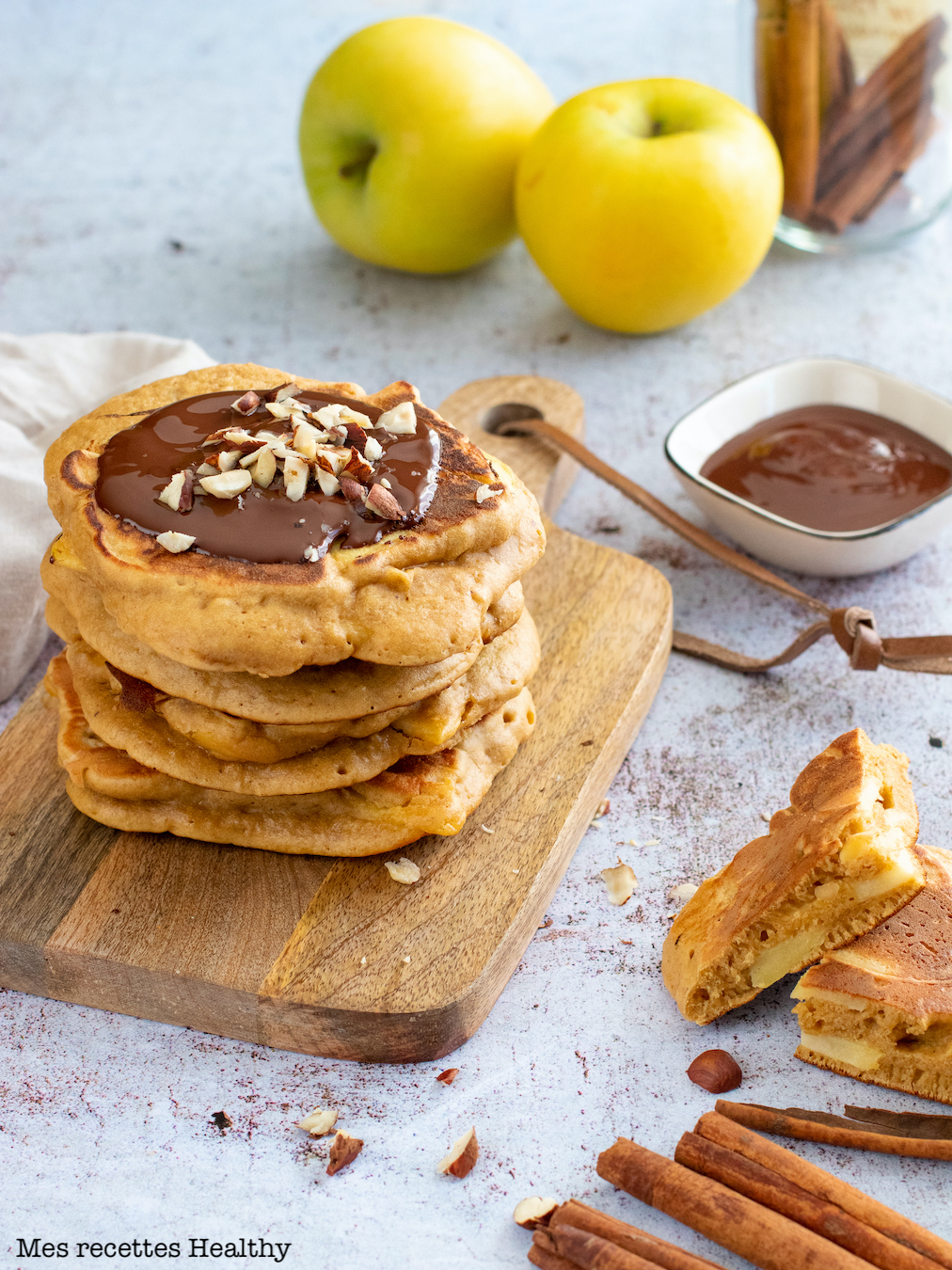 recette healthy-pancake moelleux-pomme-noisette-cannelle petit déjeuner