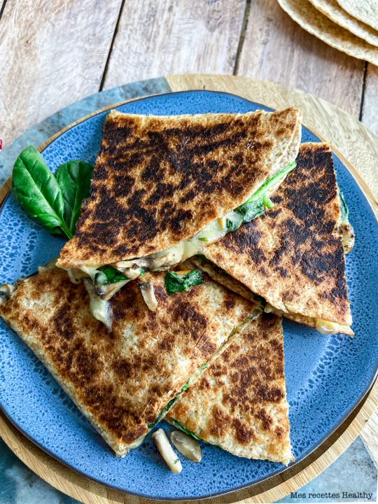 recette healthy-quesadillas-fromage-epinard-champignon