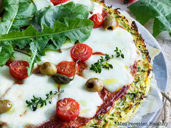 recette healthy-pizza aux courgettes-tomate-mozzarella-fromage-capre