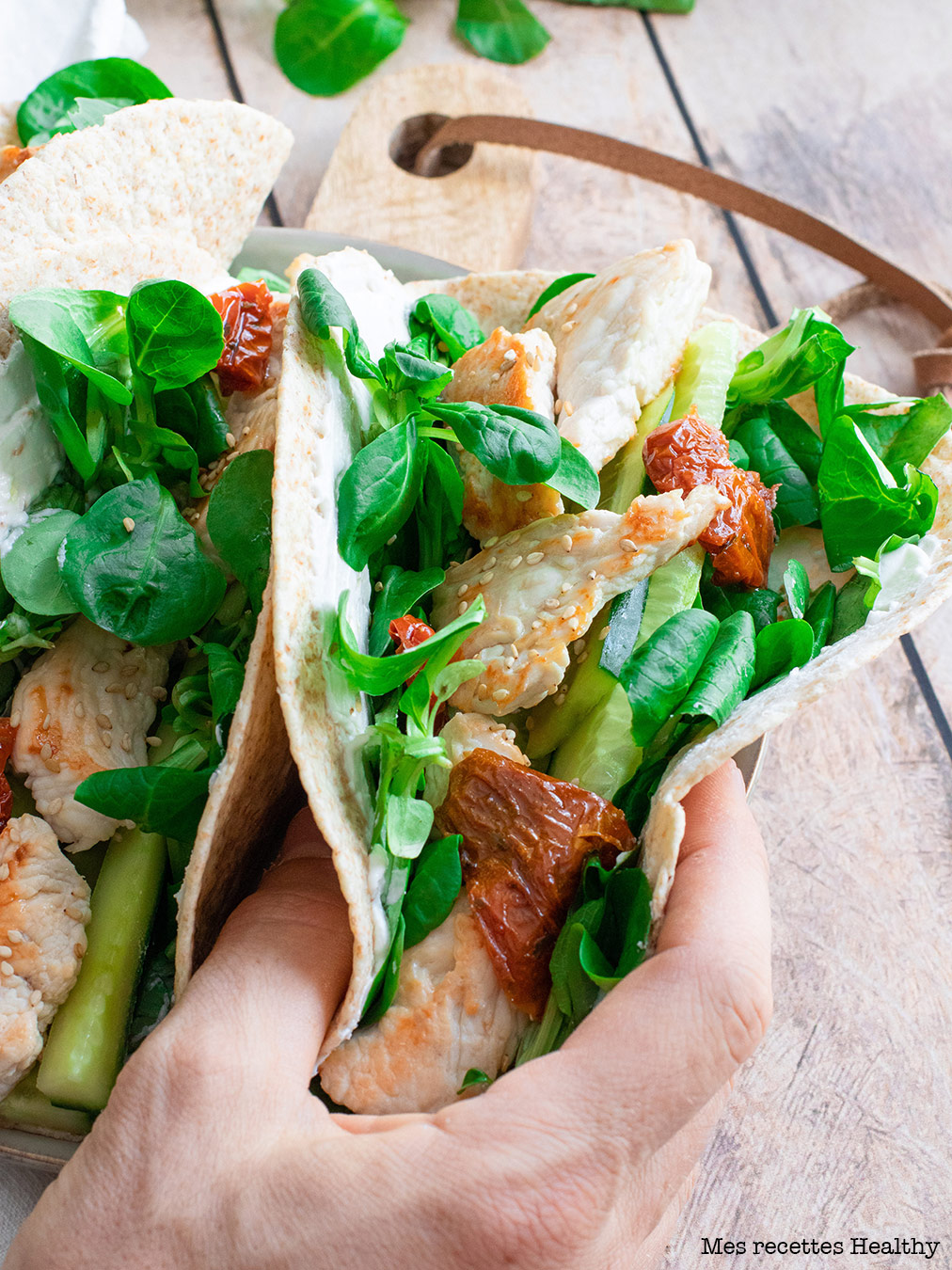 recette healthy - tacos au poulet et chèvre rapide