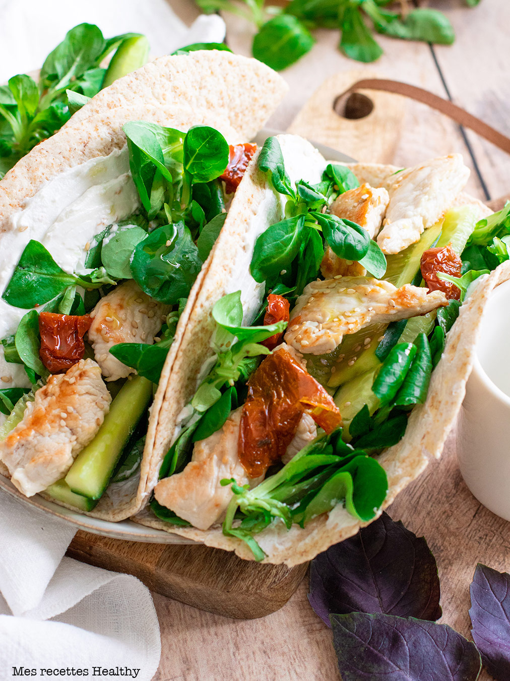 recette healthy - tacos au poulet et chèvre rapide