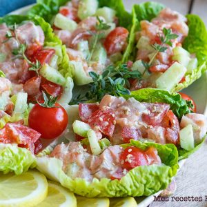 recette healthy-tartare de saumon-concombre-tomate-salade-Tartare de saumon au concombre et tomates