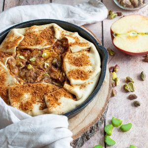 recette healthy-tarte pomme rhubarbe-poêle-fondante-cacahuète-sans beurre