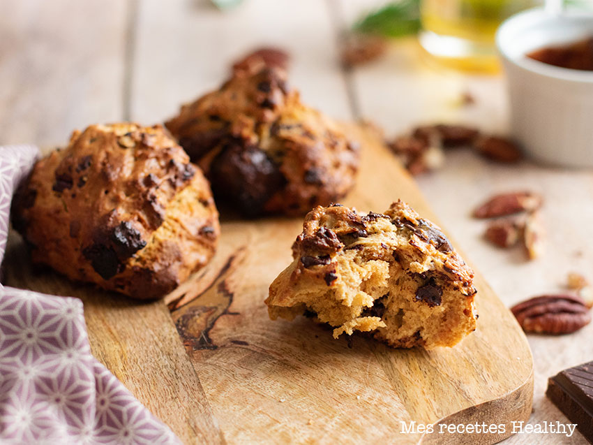 recette healthy-cookie noix de pecan-chocolat-biscuit -gateau