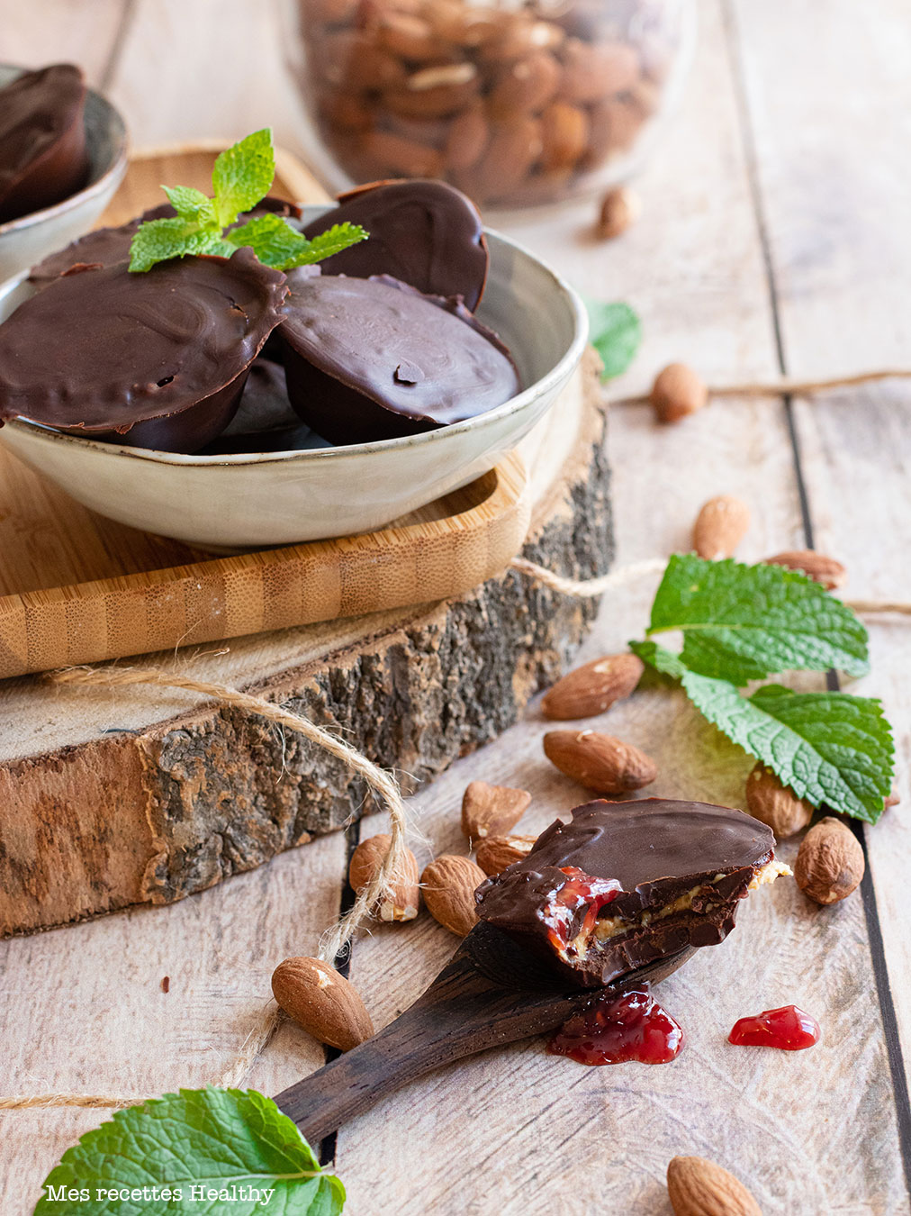 recette healthy-chocolat fourre-confiture framboise-beurre de cacahuète
