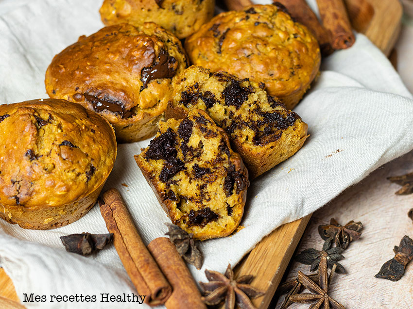 recette healthy-muffin à la patate douce-pépite de chocolat-moelleux