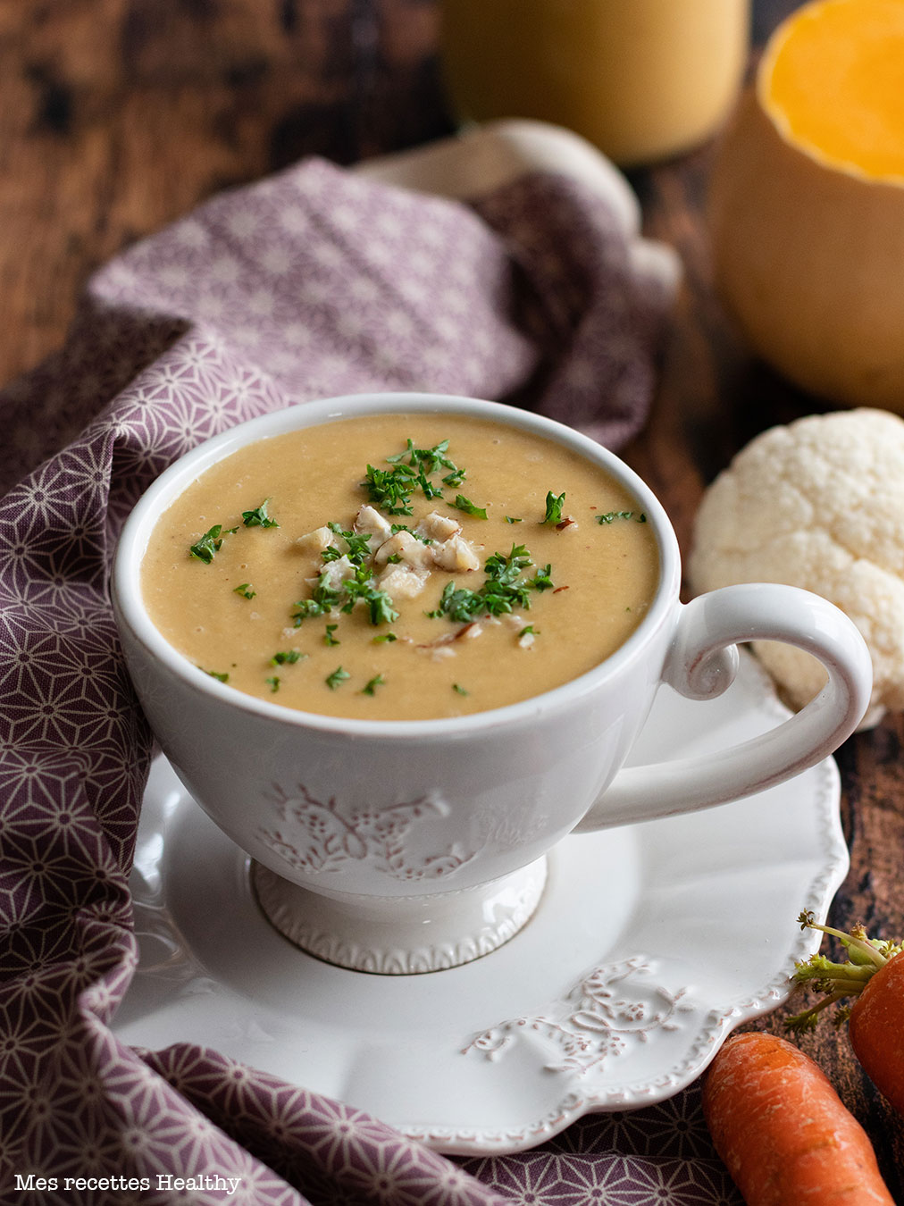 recette healthy-soupe de lentille-chou Fleur-butternut-potage-velouté