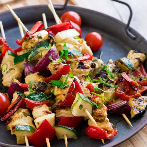 recette healthy - Brochette de poulet mariné aux légumes pour l'été au barbecue
