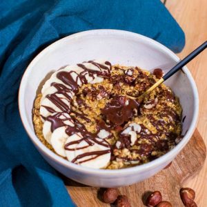 recette helathy-Bowl cake banane coeur chocolat noisette