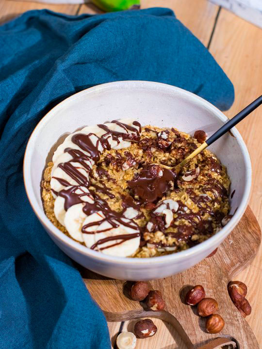 recette helathy-Bowl cake banane coeur chocolat noisette