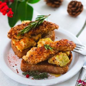recette healthy-Tartine au chou romanesco et poulet pané