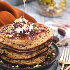 recette healthy - recette d pancake au chocolat- puree de pistache