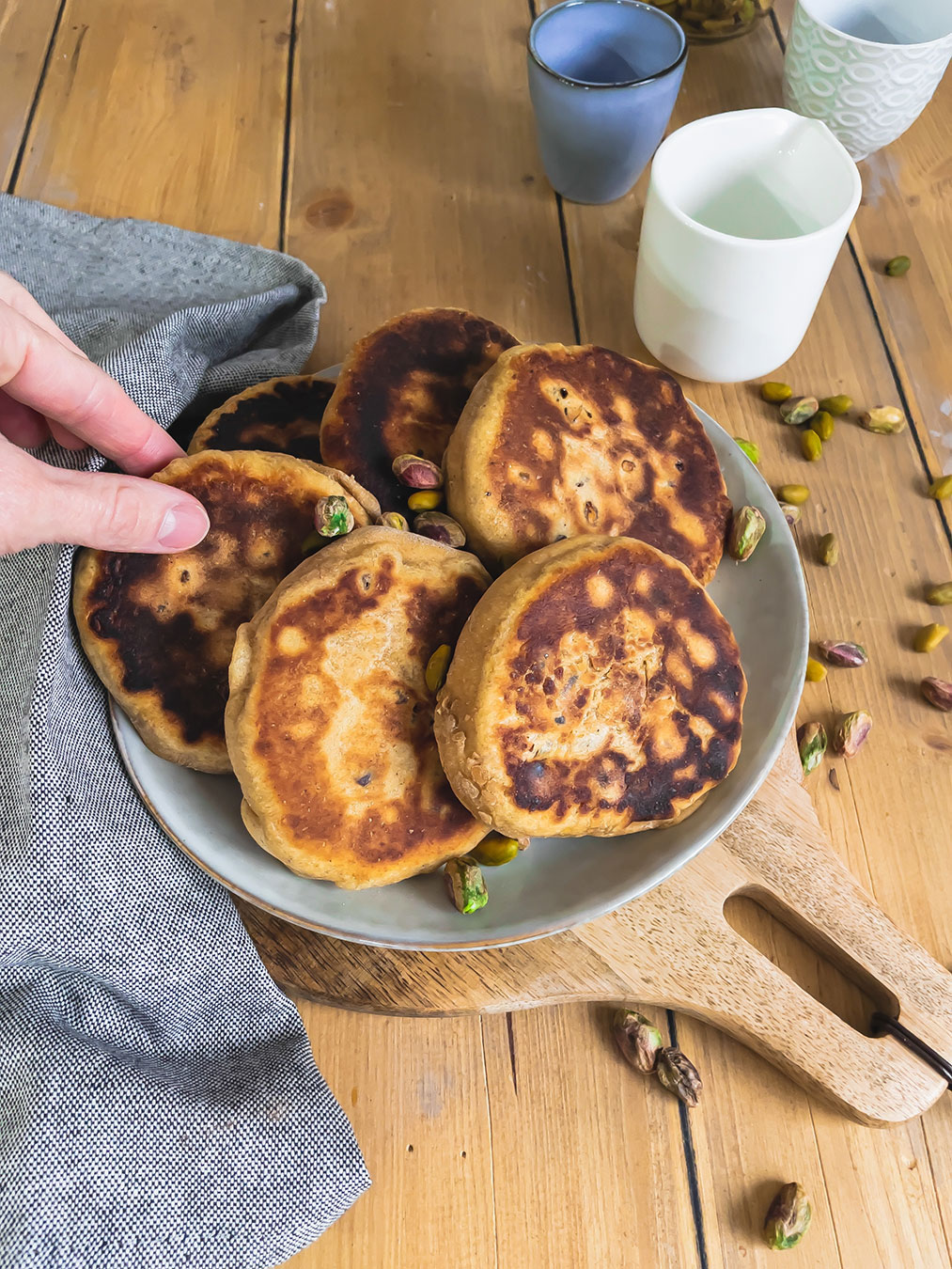 recette healthy - Pancake aux pistaches et amandes caramelisées