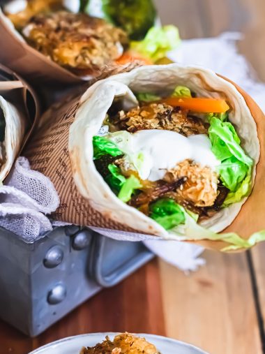 recette healthy - Wrap au poulet pané et aux légumes sauce yaourt