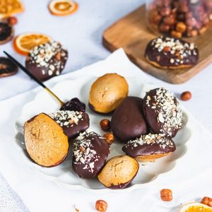 recette healthy - Madeleine sans beurre au chocolate et noisette