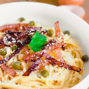 recette healthy - Spaghetti à l'ail et au bacon