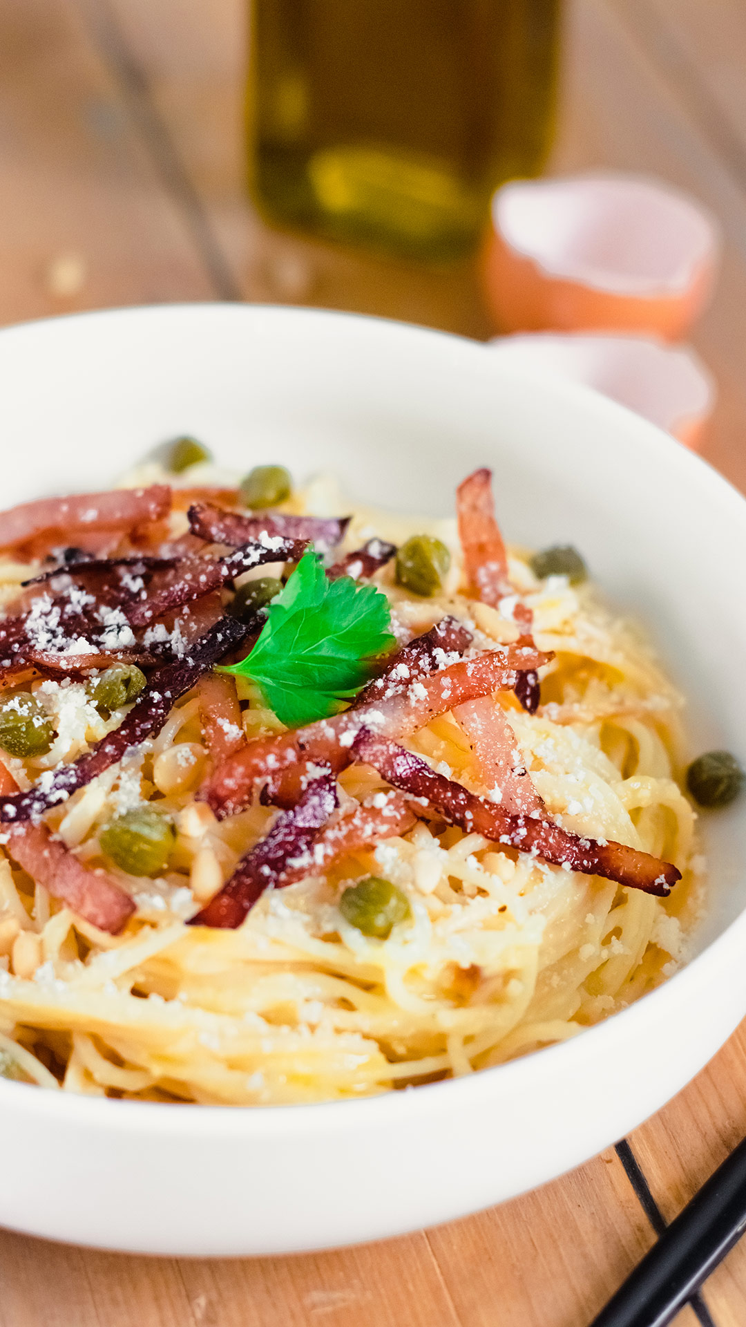 recette healthy - Spaghetti à l'ail et au bacon