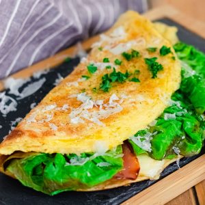 recette healthy - Wrap omelette au bacon et fromage facile
