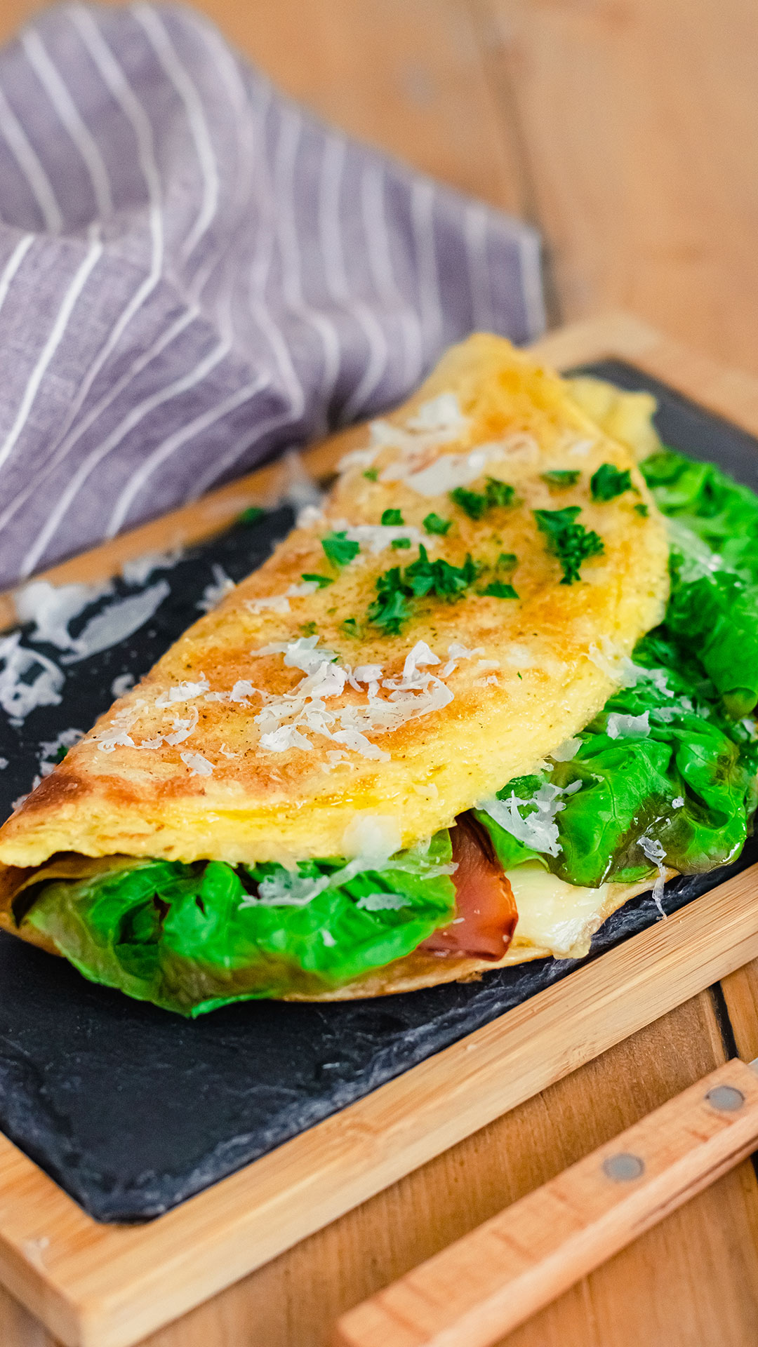 recette healthy - Wrap omelette au bacon et fromage facile