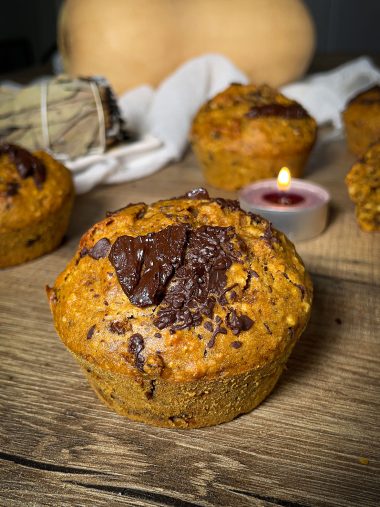 recette healthy - Muffin au potiron, chocolat et noisette pour Halloween