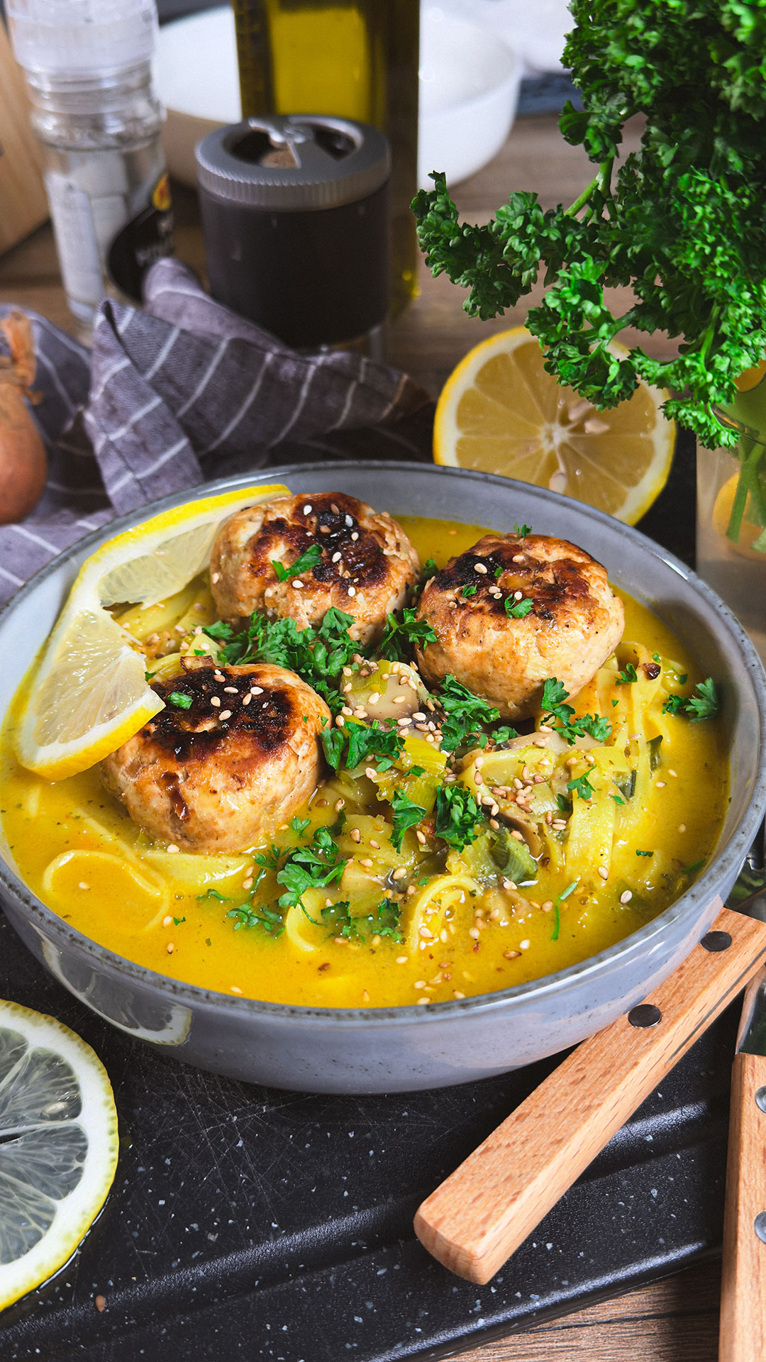recette healthy - Boulette de poulet au curry et lait de coco