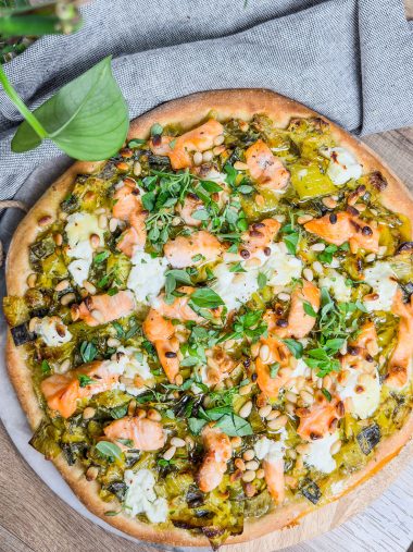 recette healthy - Pizza aux poireaux et saumon