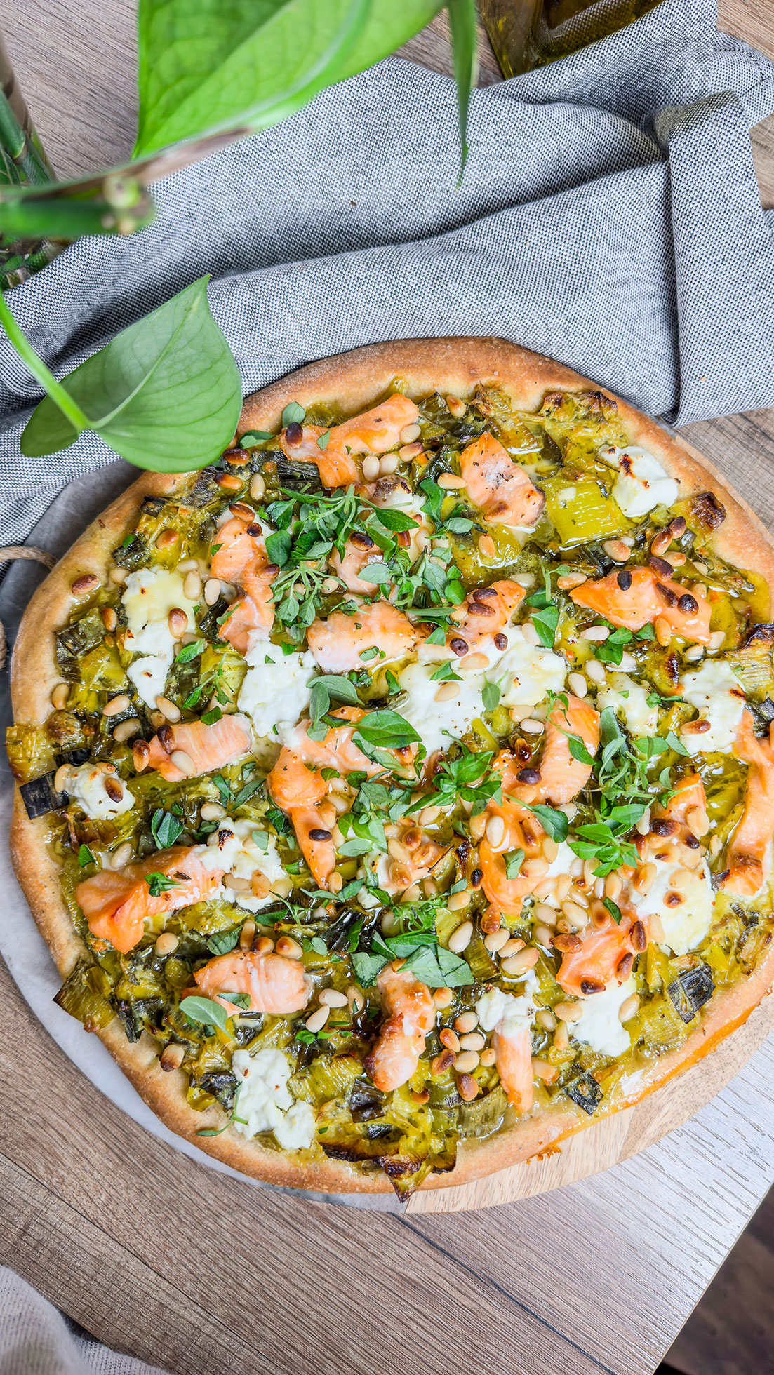 recette healthy - Pizza aux poireaux et saumon