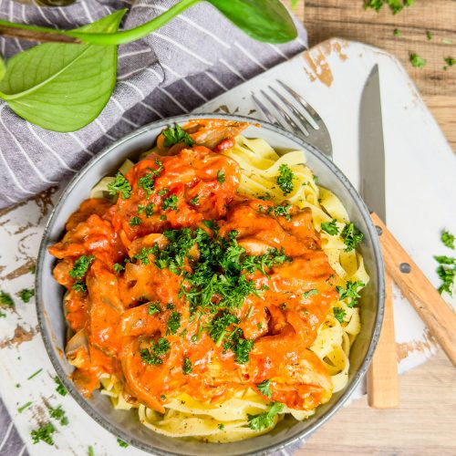 recette healthy - Poulet à la tomate et champignons
