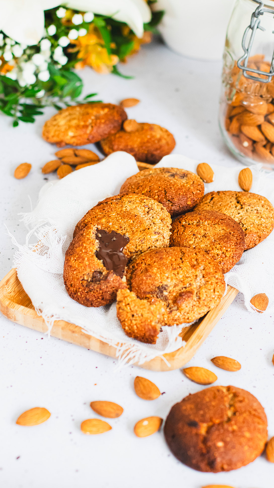 recette healthy-Cookie aux amandes et chocolat moelleux sans gluten