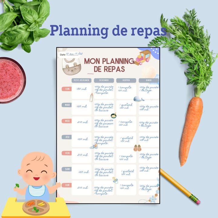 planning de repas bebe-diversification alimentaire enfant