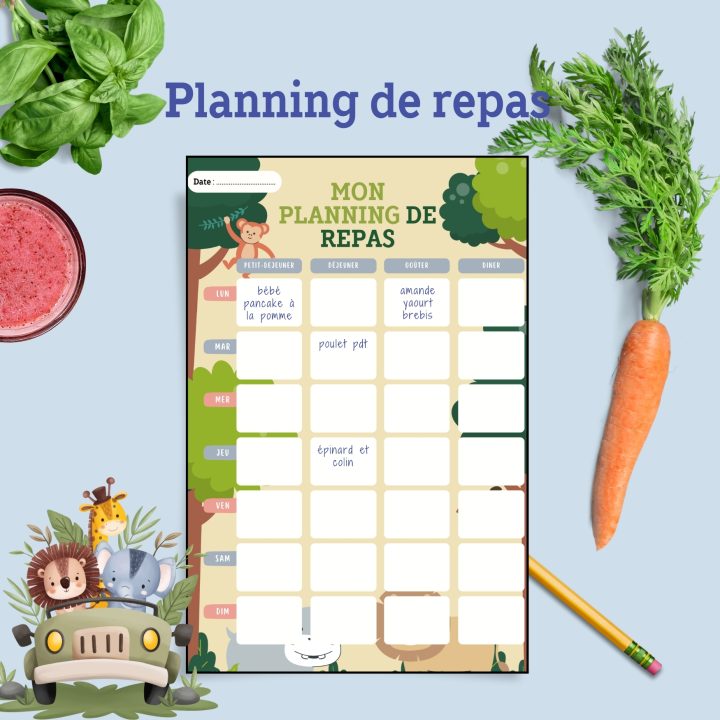 planning repas enfant - diversification alimentaire bebe