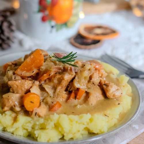 recette healthy - Poulet au cidre et aux pommes